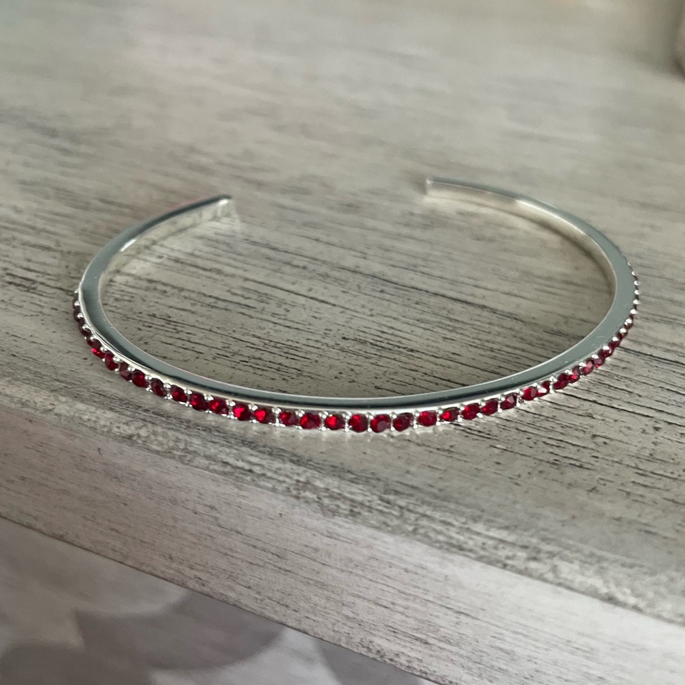 Lauren Conrad Bracelet Silver/Red Crystal 2” x 2 3/4”